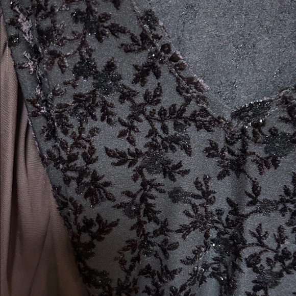 Uncle Frank Dress Stretchy Knit Flared Angel Sleeves Brown Sparkle Trim Size XS - Picture 6 of 9